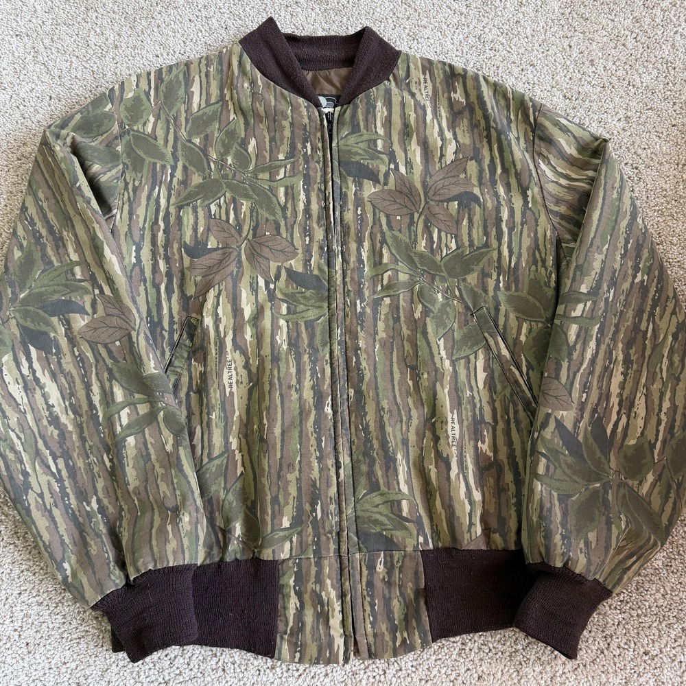 Vintage Patriot Industries Jacket Mens Large Green Camo Realtree Bomber USA